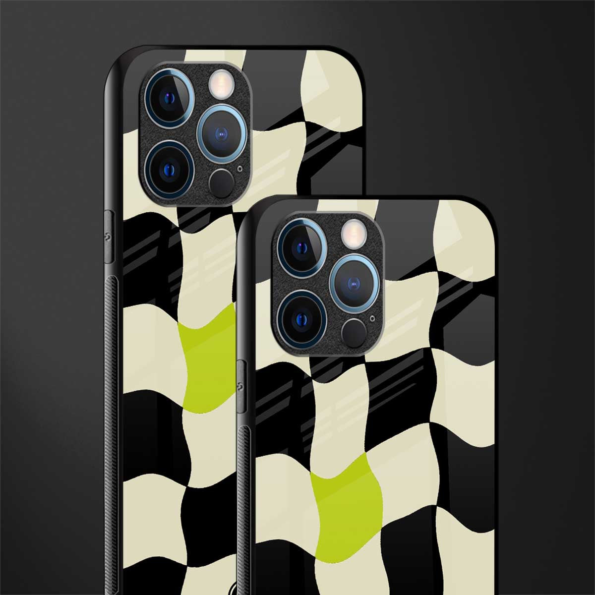 trippy pastel checks glass case for iphone 12 pro image-2