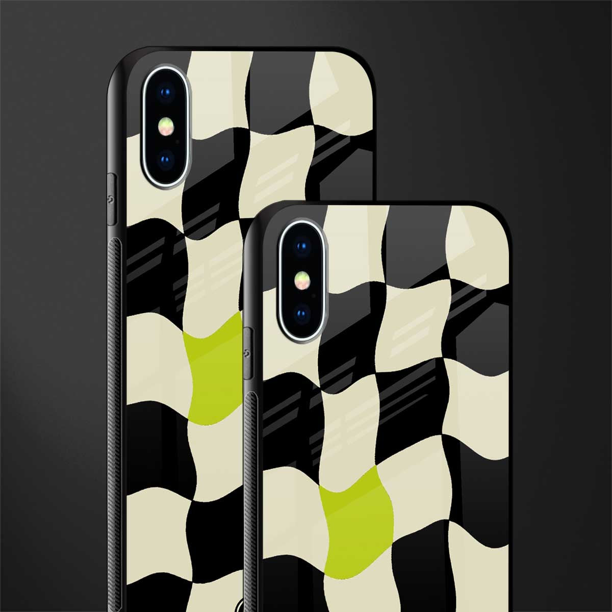 trippy pastel checks glass case for iphone xs image-2