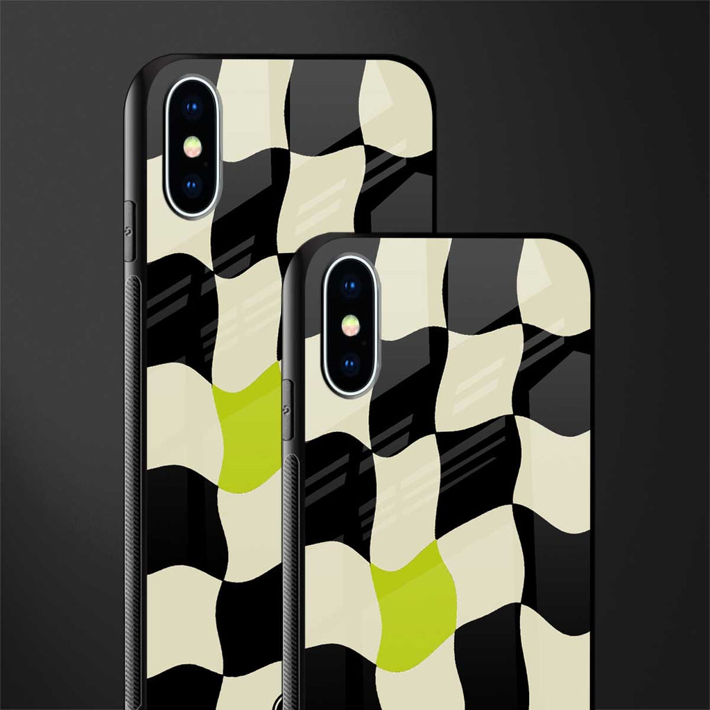 trippy pastel checks glass case for iphone x image-2