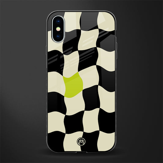 trippy pastel checks glass case for iphone xs image