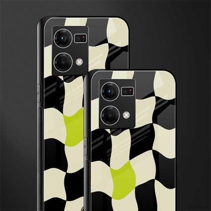 trippy pastel checks back phone cover | glass case for oppo f21 pro 4g