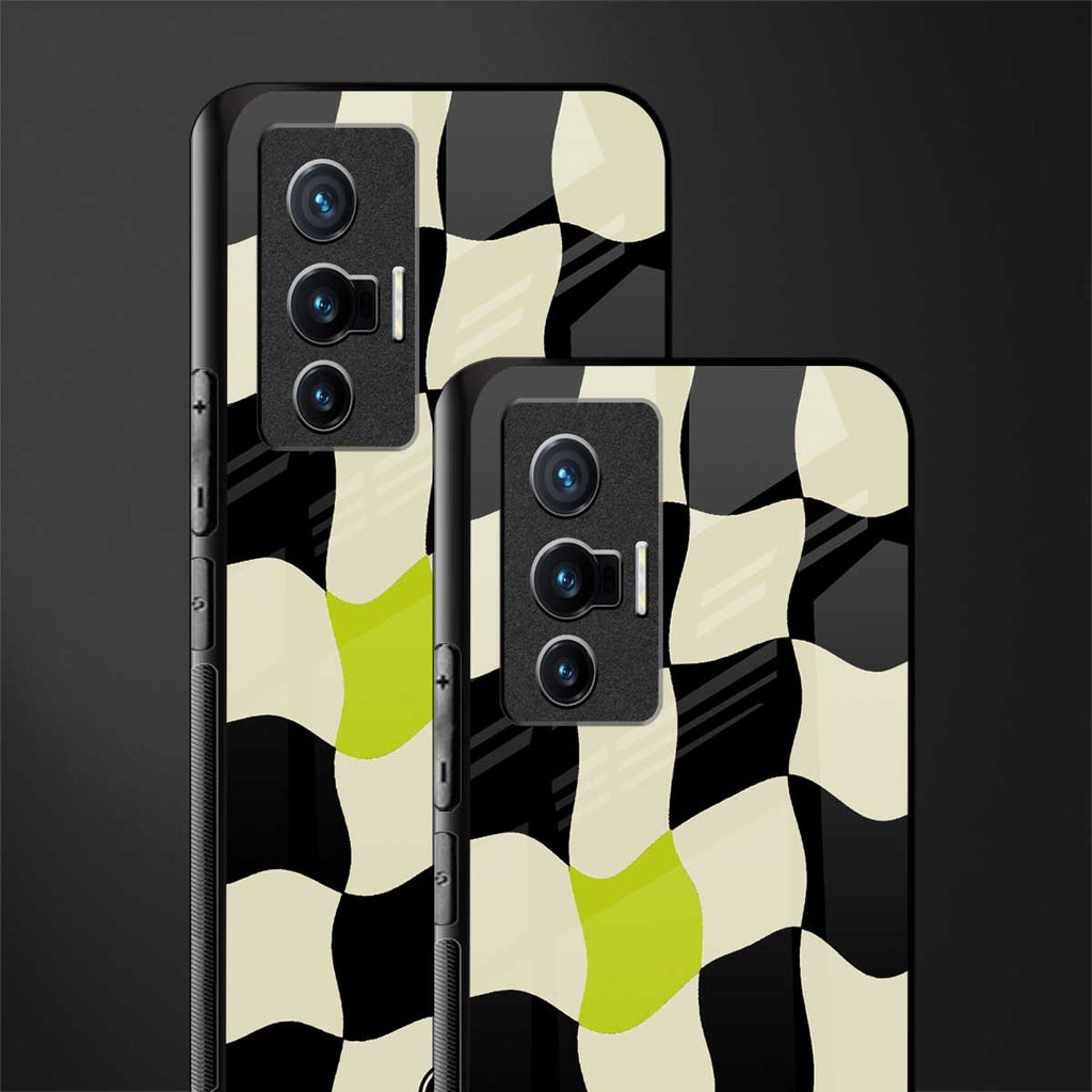 trippy pastel checks glass case for vivo x70 image-2