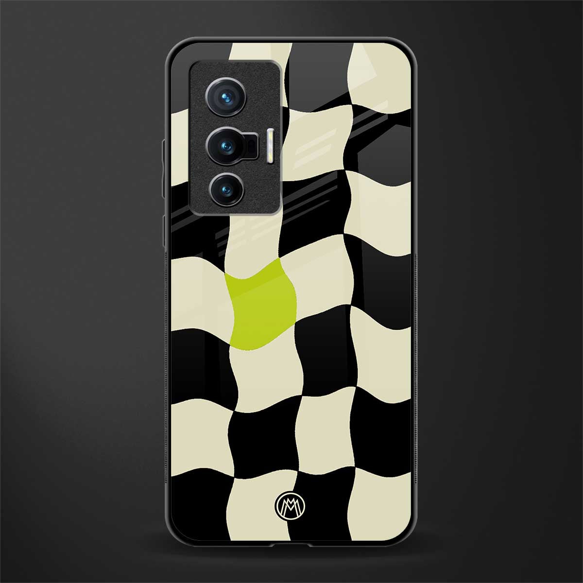 trippy pastel checks glass case for vivo x70 image
