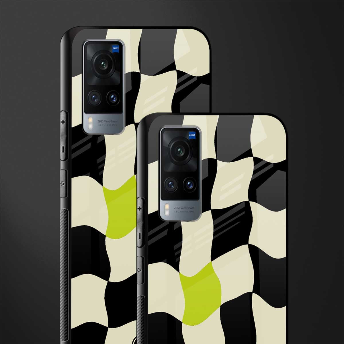 trippy pastel checks glass case for vivo x60 image-2