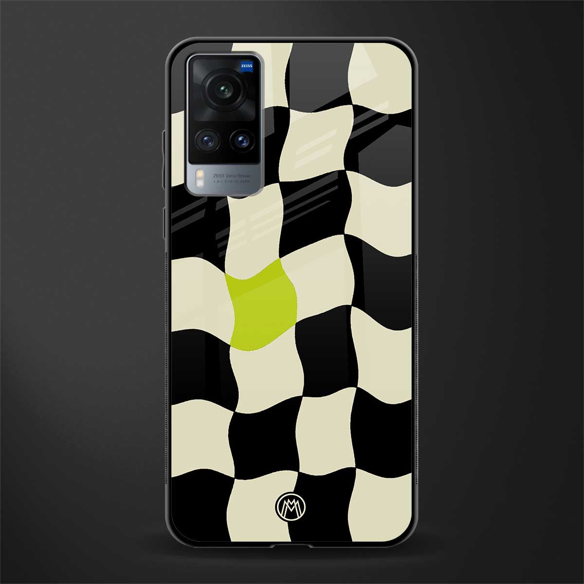 trippy pastel checks glass case for vivo x60 image