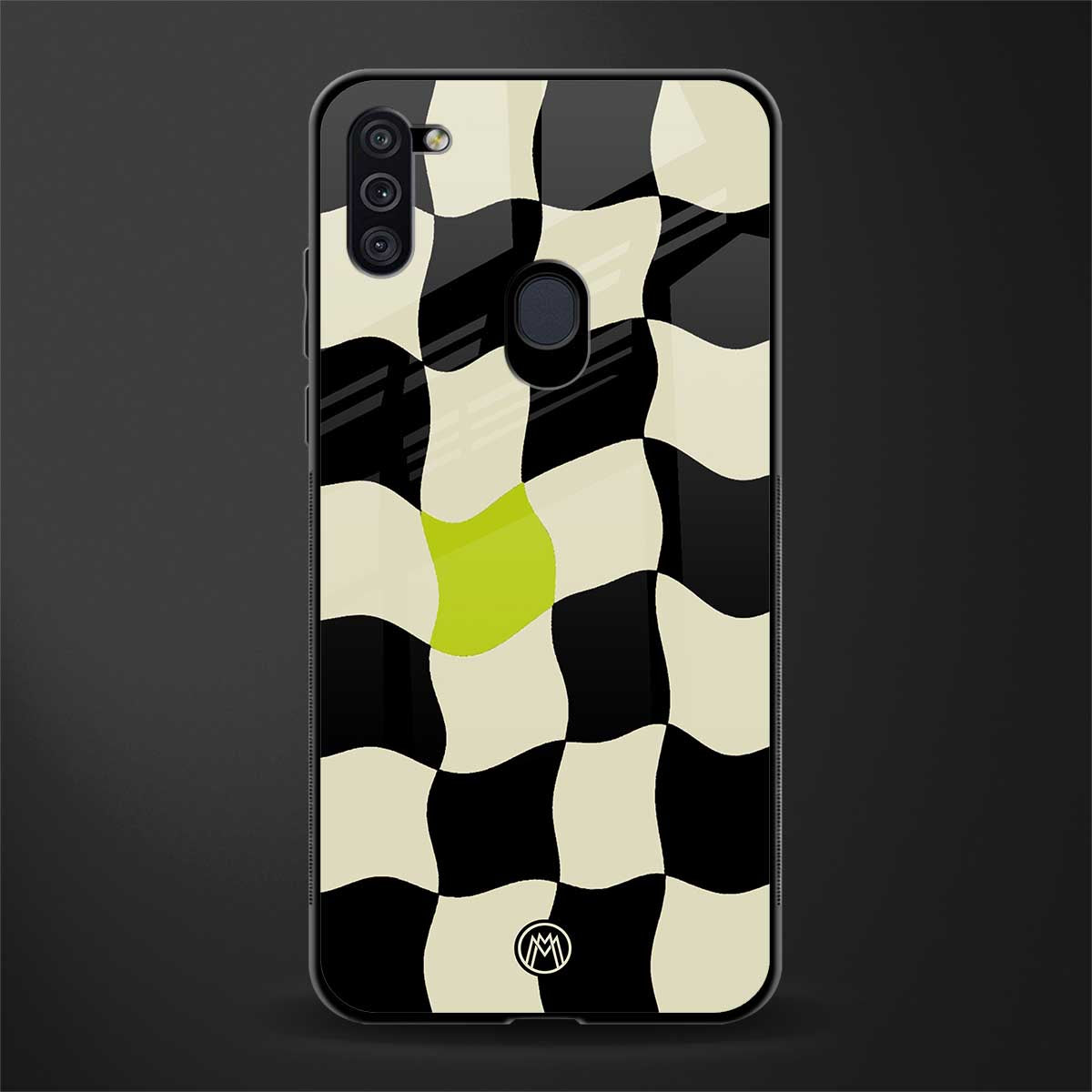 trippy pastel checks glass case for samsung galaxy m11 image