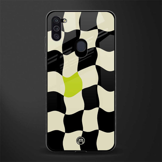trippy pastel checks glass case for samsung a11 image