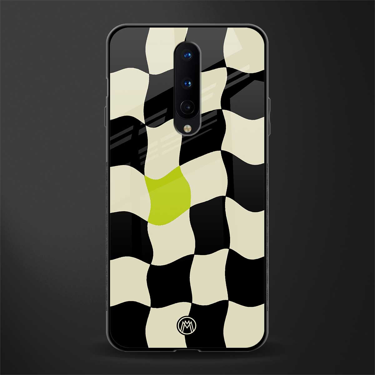 trippy pastel checks glass case for oneplus 8 image