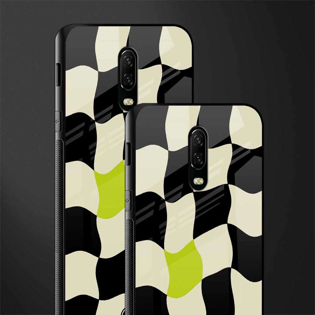 trippy pastel checks glass case for oneplus 6t image-2
