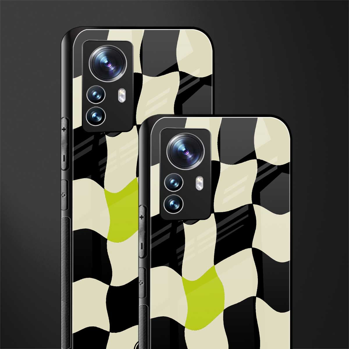trippy pastel checks back phone cover | glass case for xiaomi 12 pro