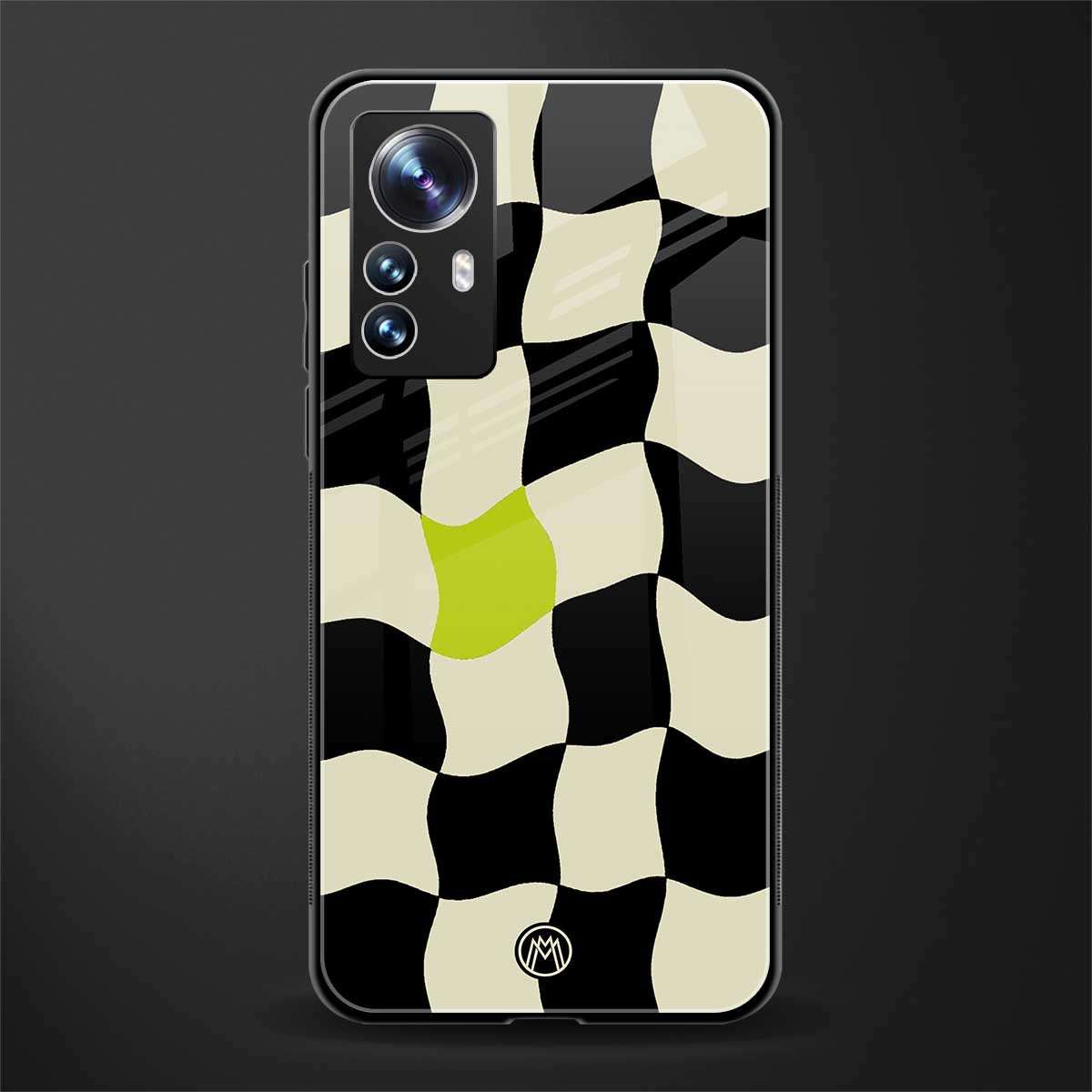 trippy pastel checks back phone cover | glass case for xiaomi 12 pro