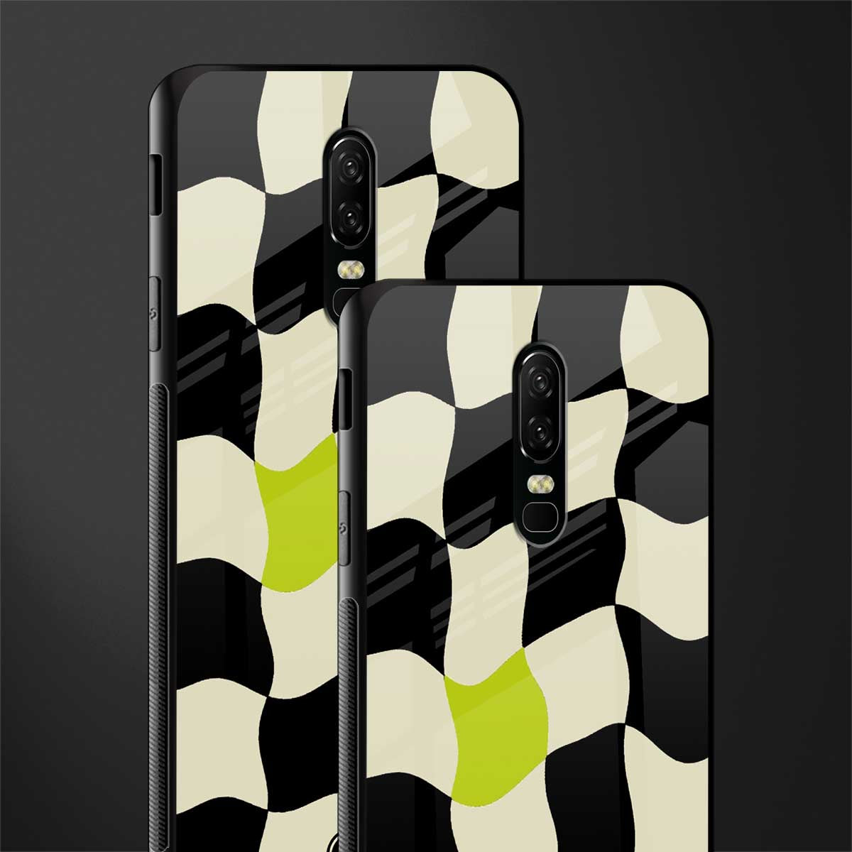 trippy pastel checks glass case for oneplus 6 image-2