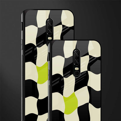 trippy pastel checks glass case for oneplus 6 image-2