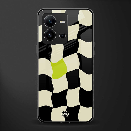 trippy pastel checks back phone cover | glass case for vivo v25-5g