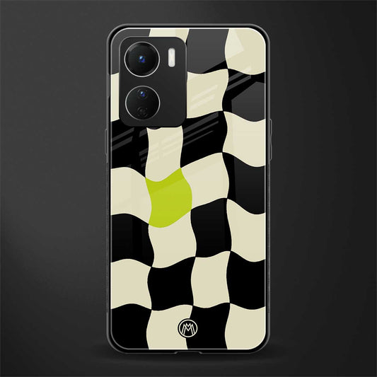 trippy pastel checks back phone cover | glass case for vivo y16