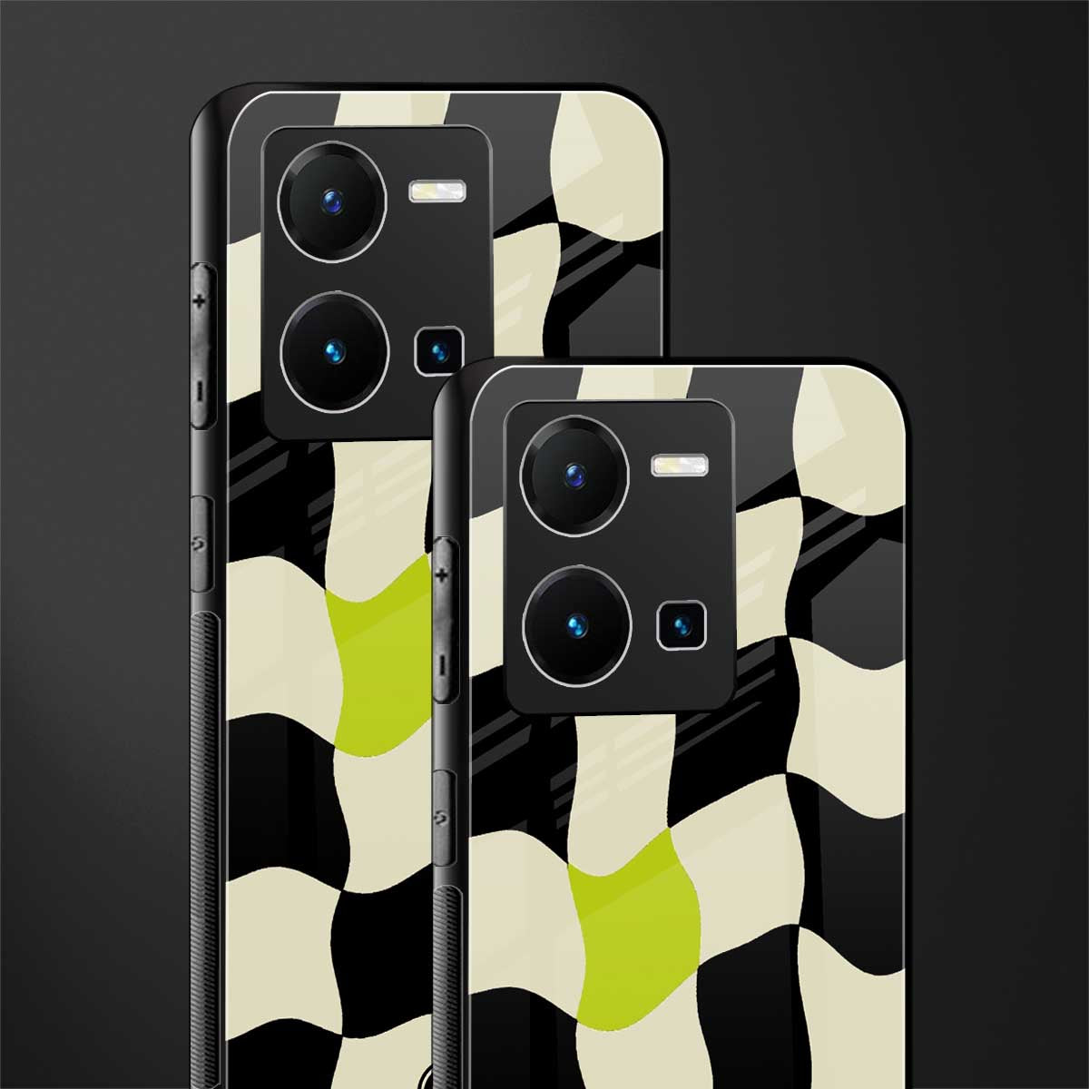 trippy pastel checks back phone cover | glass case for vivo y35 4g