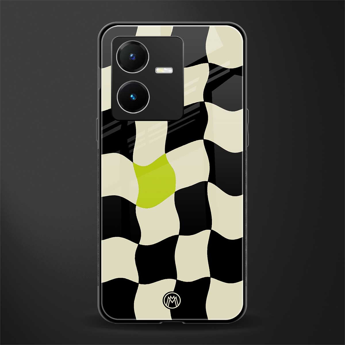 trippy pastel checks back phone cover | glass case for vivo y22