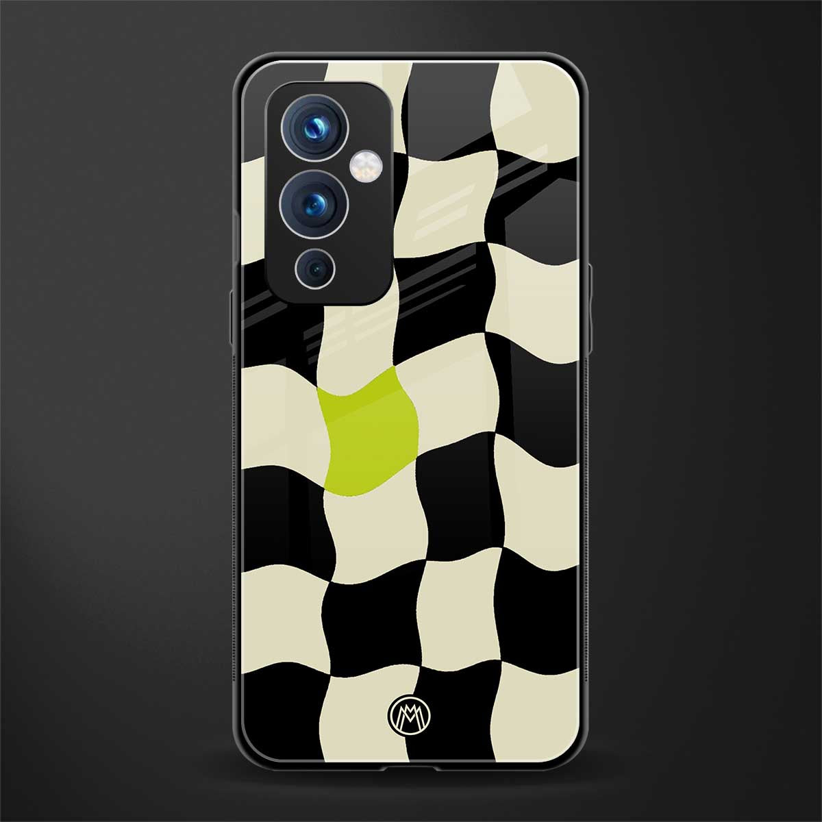 trippy pastel checks back phone cover | glass case for oneplus 9
