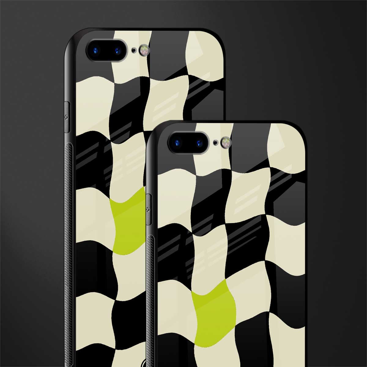 trippy pastel checks glass case for iphone 7 plus image-2