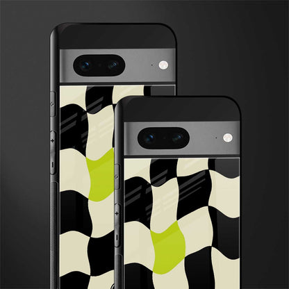trippy pastel checks back phone cover | glass case for google pixel 7