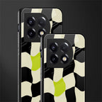 trippy pastel checks back phone cover | glass case for oneplus 11
