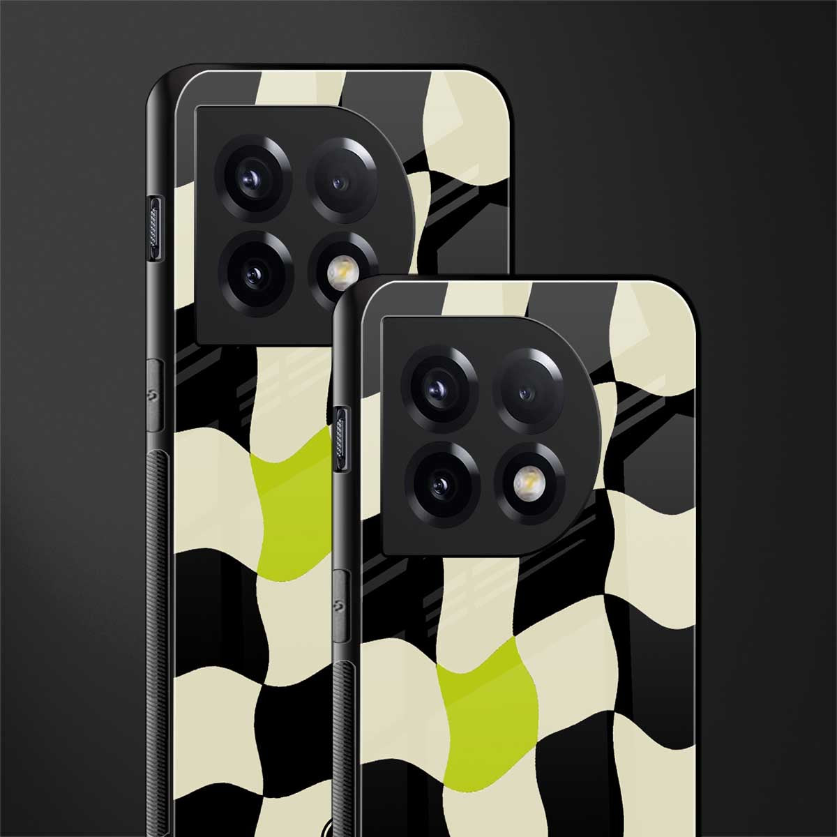 trippy pastel checks back phone cover | glass case for oneplus 11