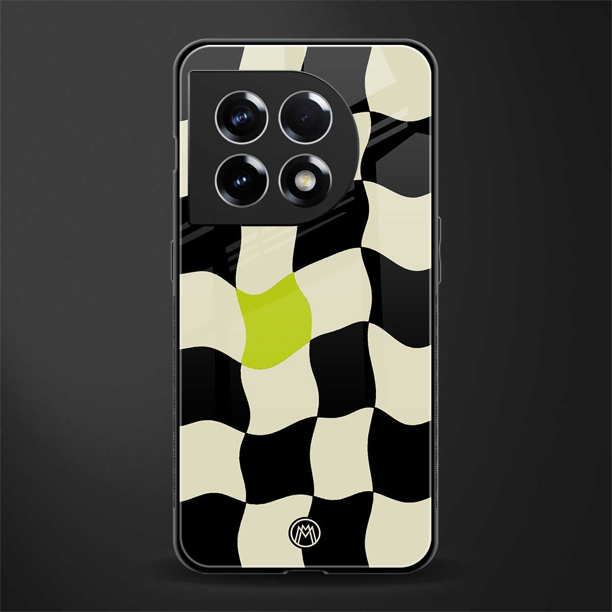 trippy pastel checks back phone cover | glass case for oneplus 11