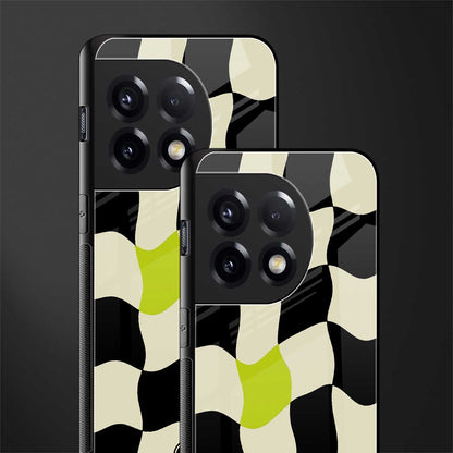 trippy pastel checks back phone cover | glass case for oneplus 11r