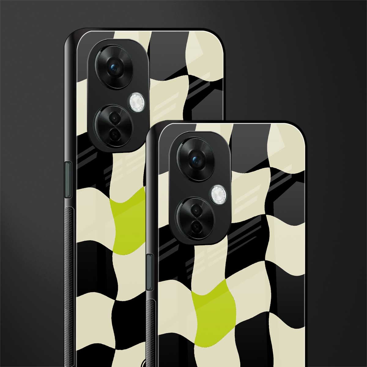 trippy pastel checks back phone cover | glass case for oneplus nord ce 3 lite