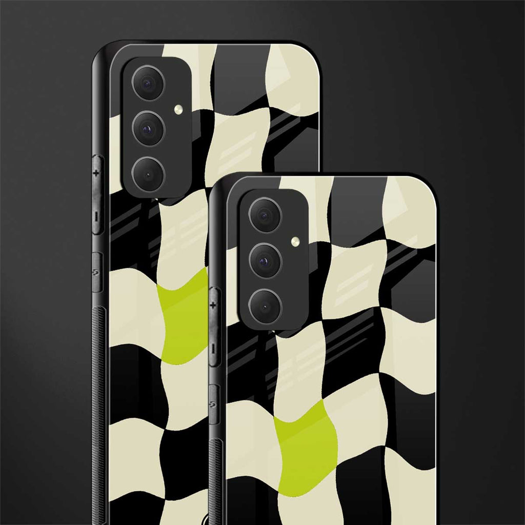 trippy pastel checks back phone cover | glass case for samsung galaxy a54 5g