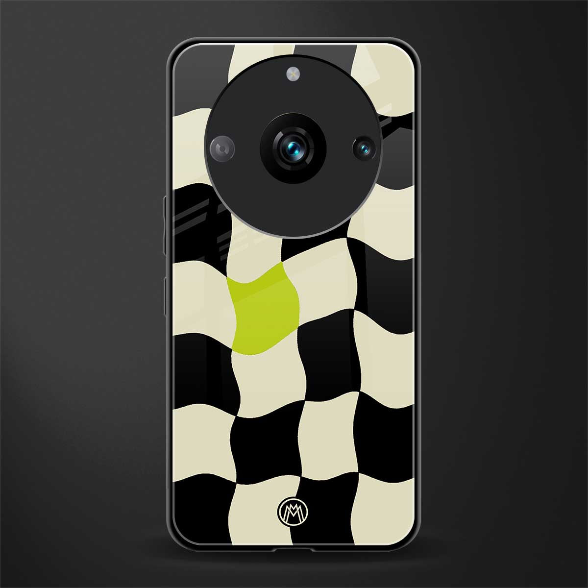 trippy pastel checks back phone cover | glass case for realme 11 pro 5g