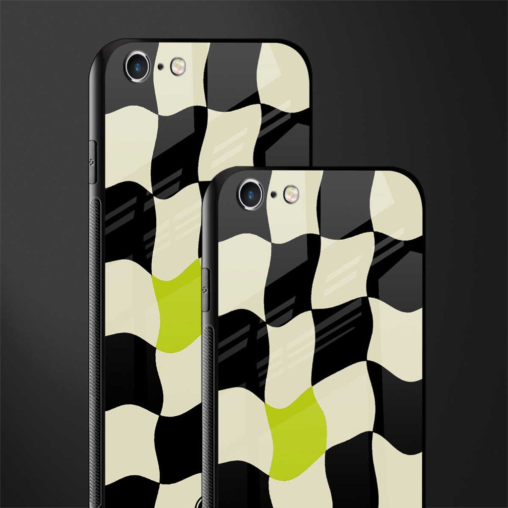 trippy pastel checks glass case for iphone 6 plus image-2