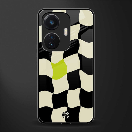 trippy pastel checks back phone cover | glass case for vivo t1 44w 4g