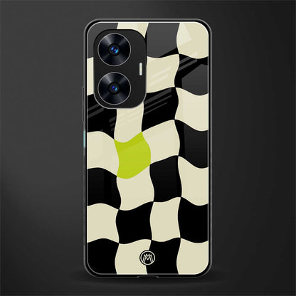 trippy pastel checks back phone cover | glass case for realme c55