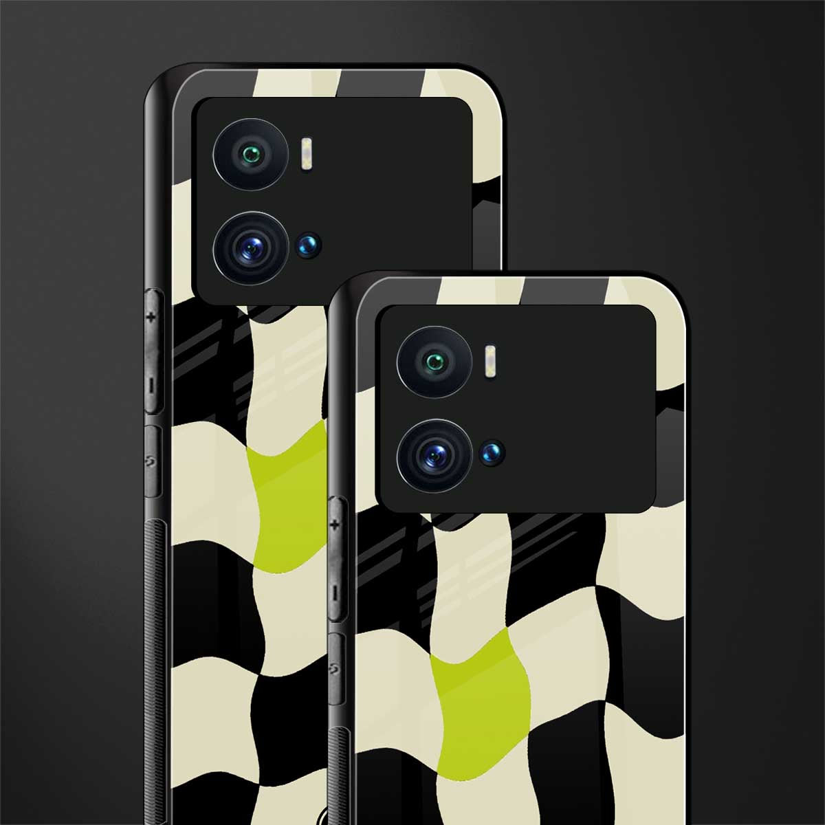 trippy pastel checks back phone cover | glass case for iQOO 9 Pro