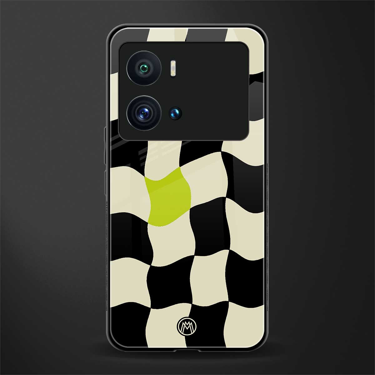 trippy pastel checks back phone cover | glass case for iQOO 9 Pro