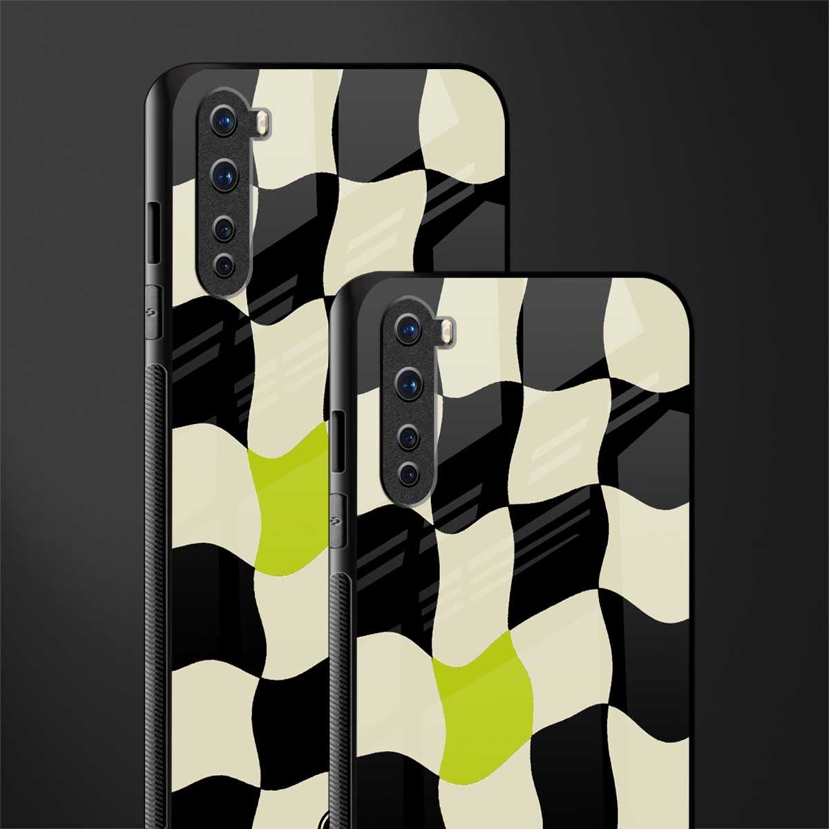 trippy pastel checks glass case for oneplus nord ac2001 image-2