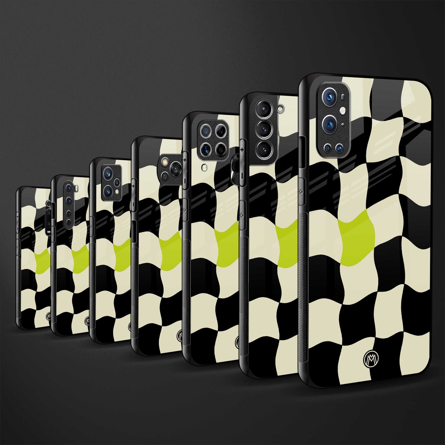 trippy pastel checks glass case for oppo a15s image-3