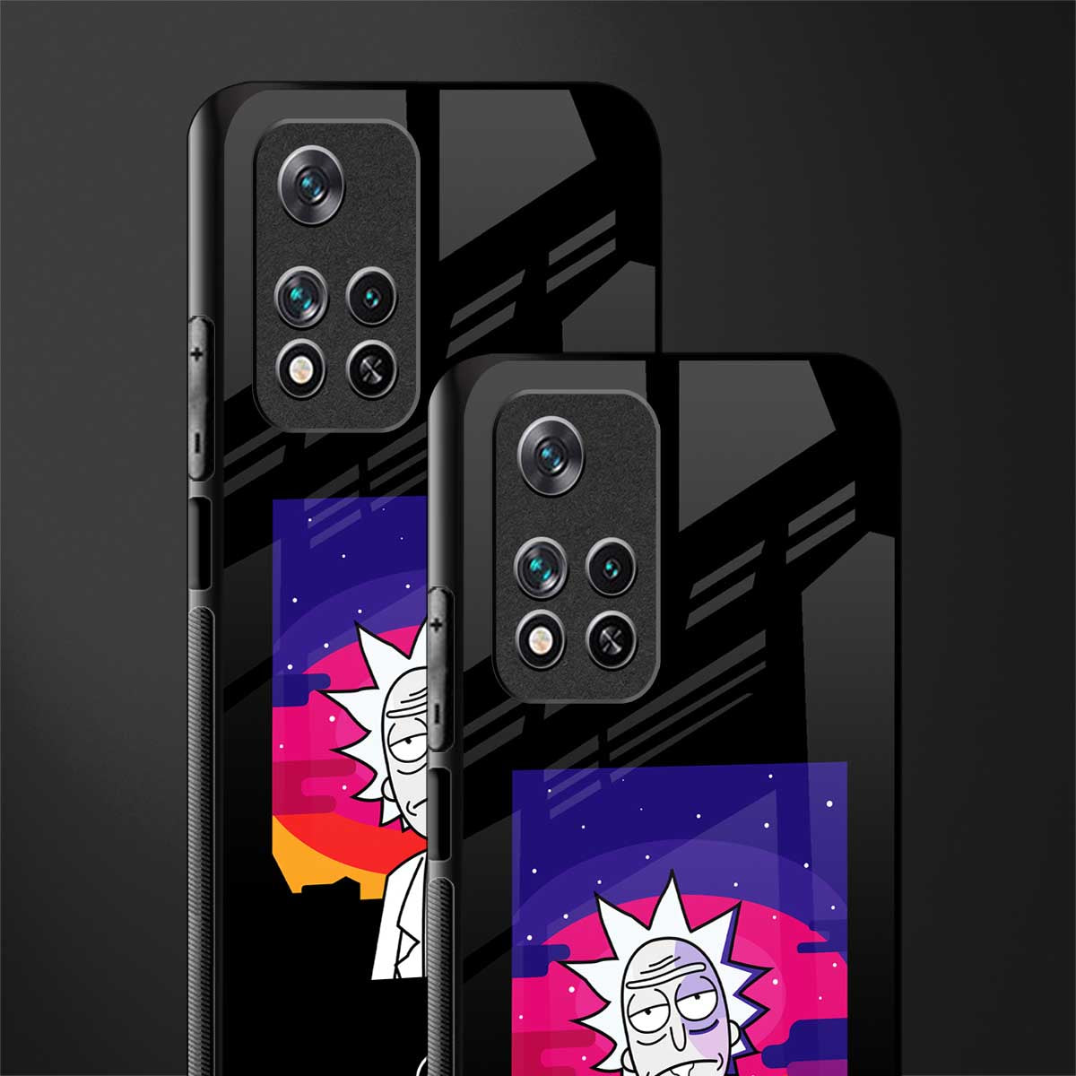 trippy rick sanchez glass case for poco m4 pro 5g image-2
