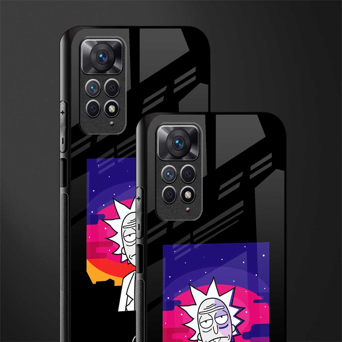 trippy rick sanchez glass case for redmi note 11s image-2
