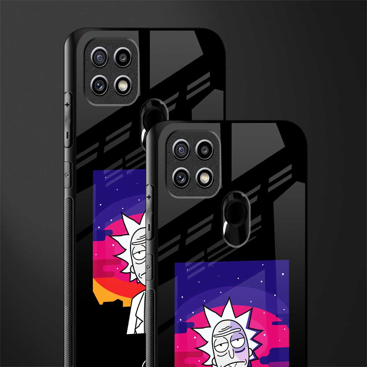 trippy rick sanchez glass case for oppo a15s image-2