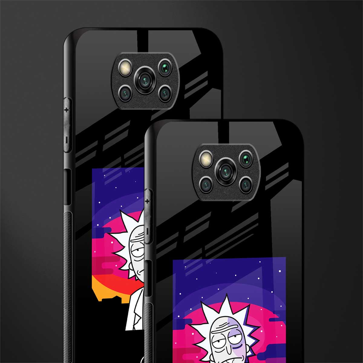 trippy rick sanchez glass case for poco x3 pro image-2