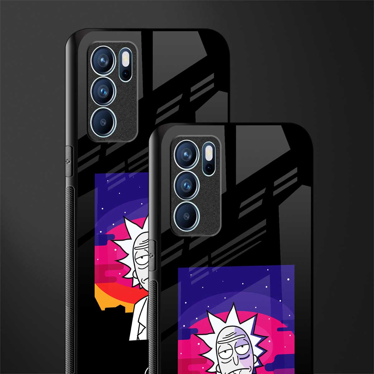 trippy rick sanchez glass case for oppo reno6 5g image-2