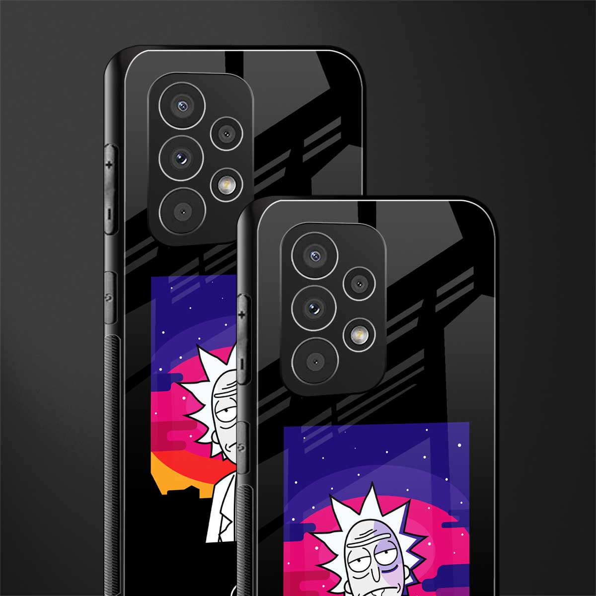 trippy rick sanchez back phone cover | glass case for samsung galaxy a53 5g