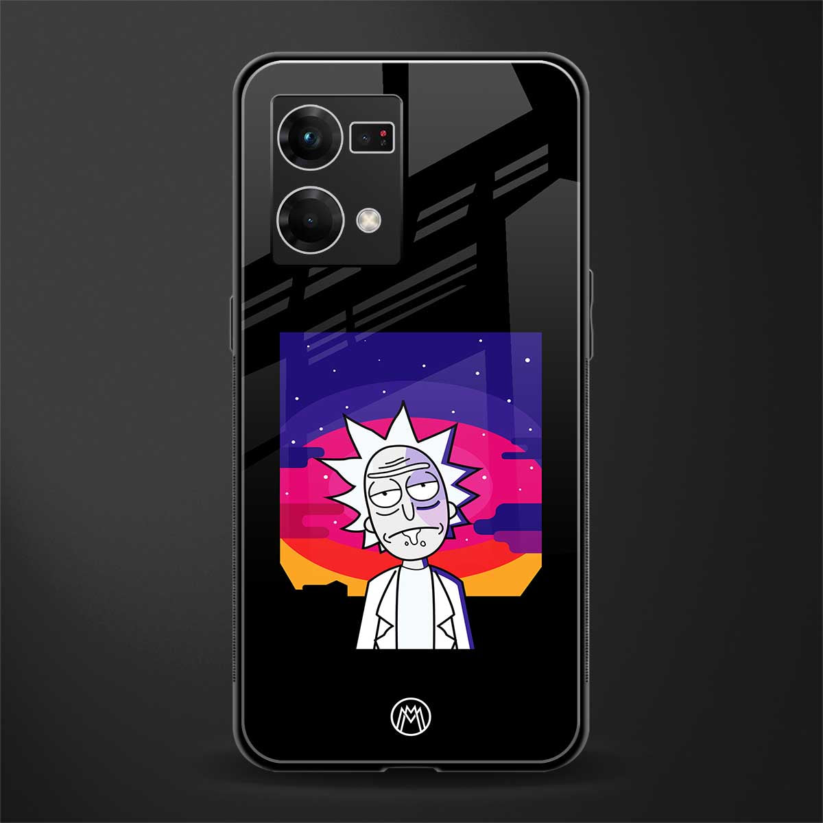 trippy rick sanchez back phone cover | glass case for oppo f21 pro 4g