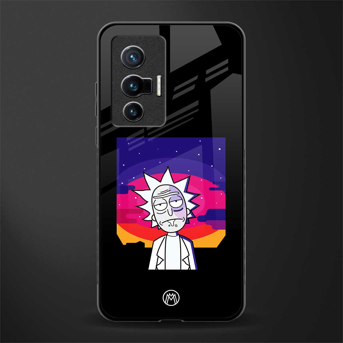 trippy rick sanchez glass case for vivo x70 image