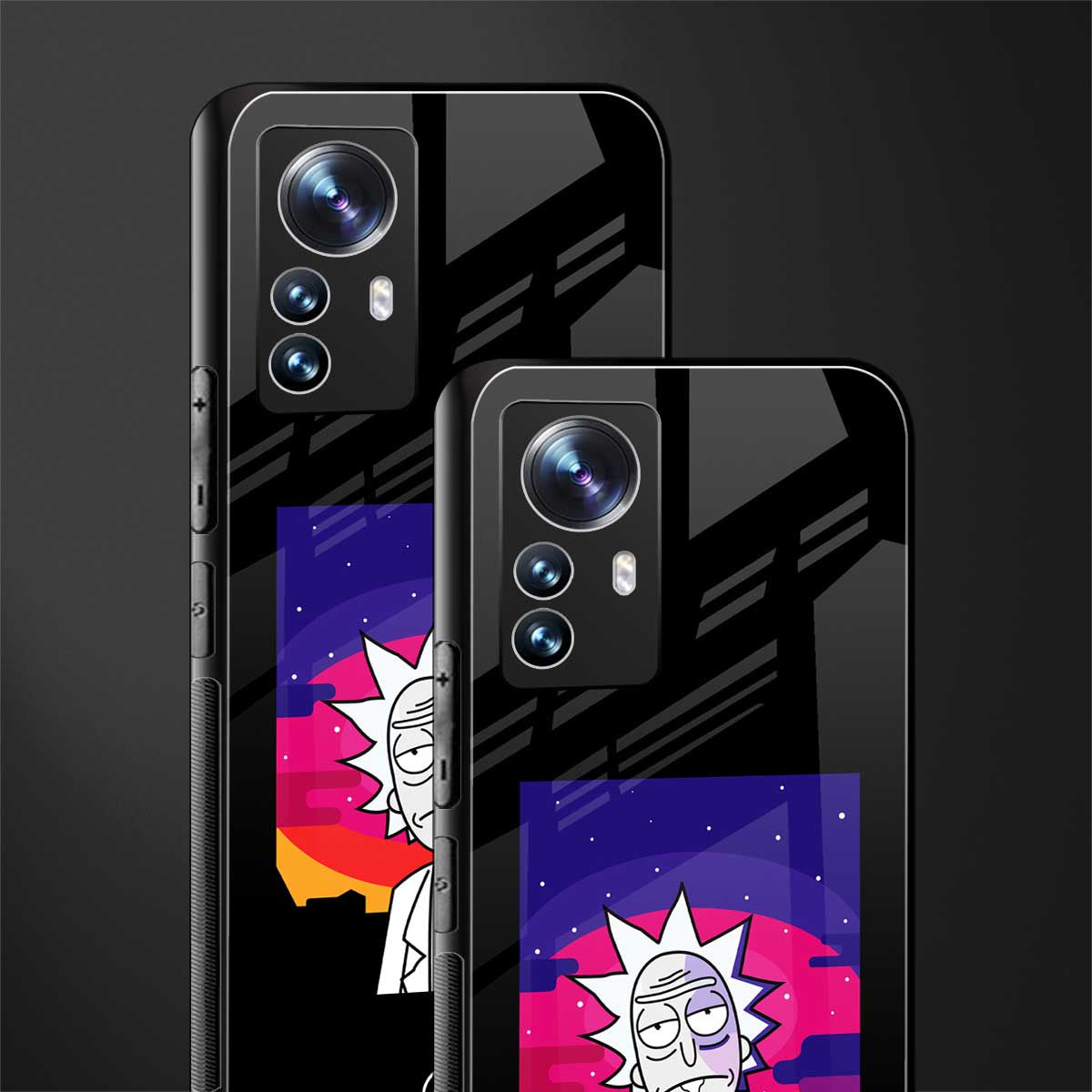 trippy rick sanchez back phone cover | glass case for xiaomi 12 pro