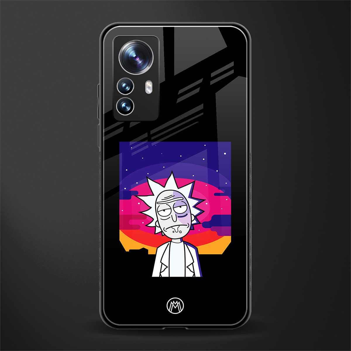 trippy rick sanchez back phone cover | glass case for xiaomi 12 pro