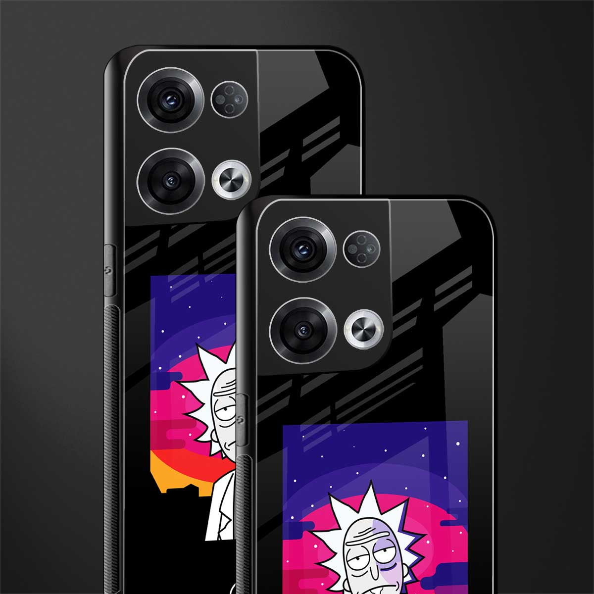 trippy rick sanchez back phone cover | glass case for oppo reno 8