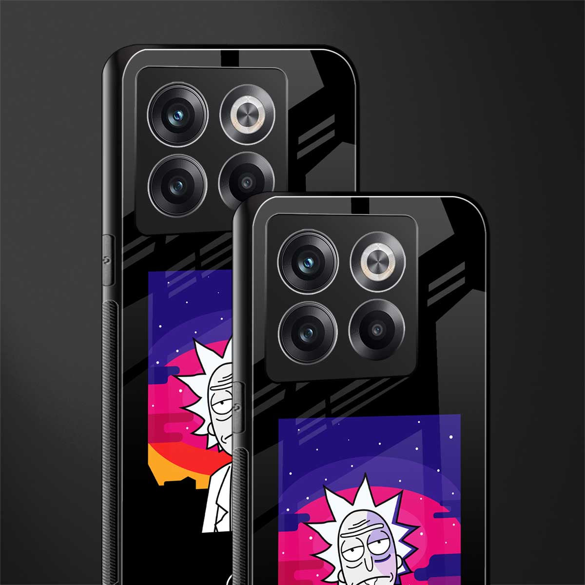 trippy rick sanchez back phone cover | glass case for oneplus 10t